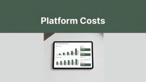 A tablet on a desk showing a dashboard with the header Platform Costs.
