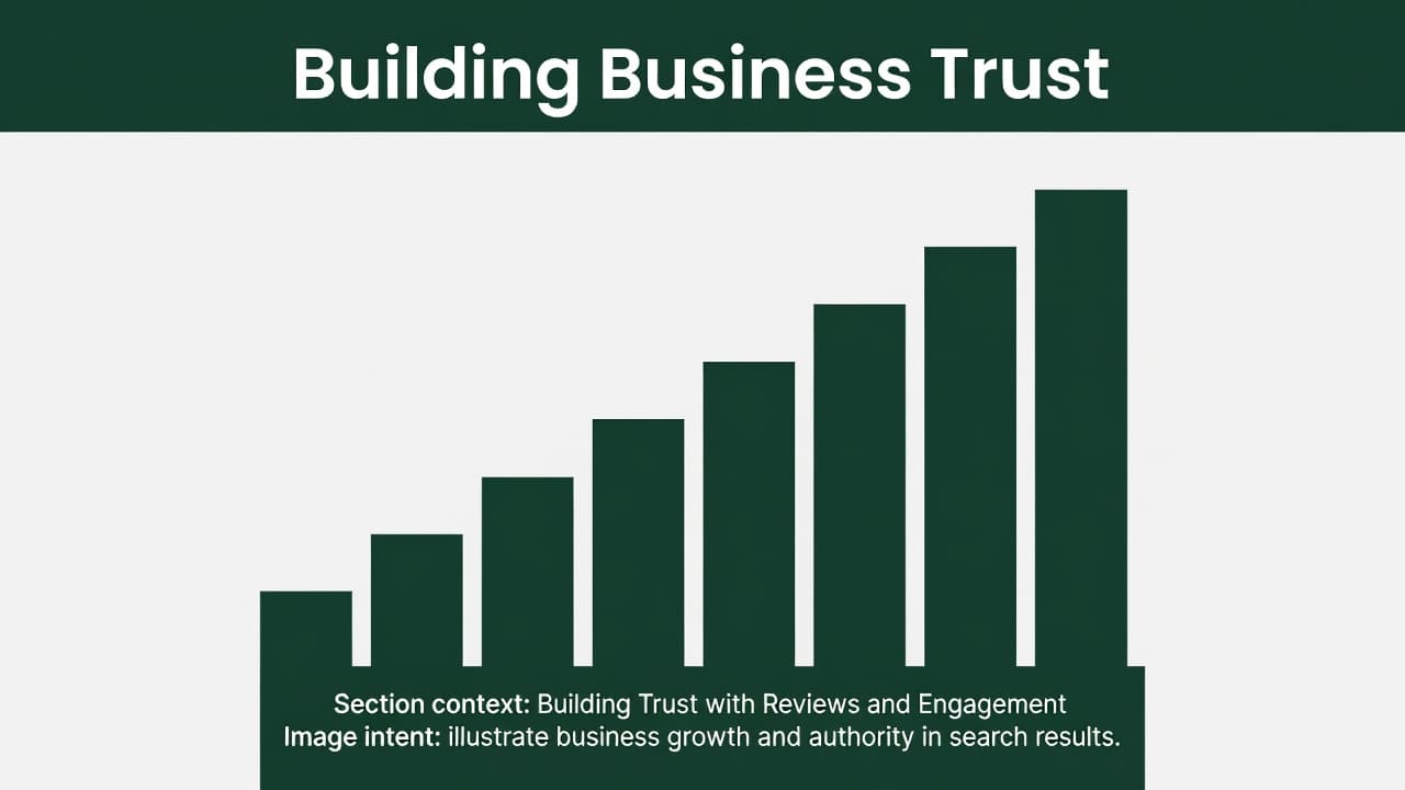 A set of solid dark green rectangular blocks arranged as an upward trending bar graph against a minimalist backdrop. A bold white headline sits within a horizontal band at the top.